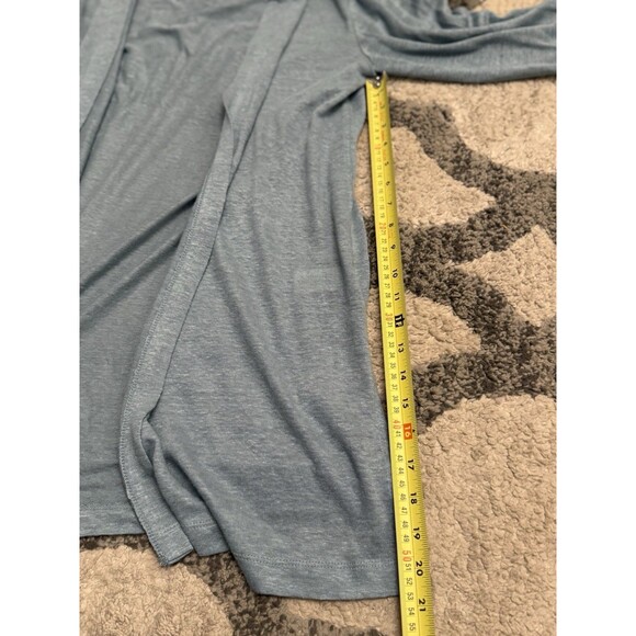 Tahari Womans Hooded Cardigan Sweater Small 100% Linen Long Line Open Front - Picture 8 of 9